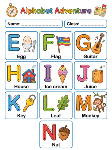 Alphabet adventure worksheet
