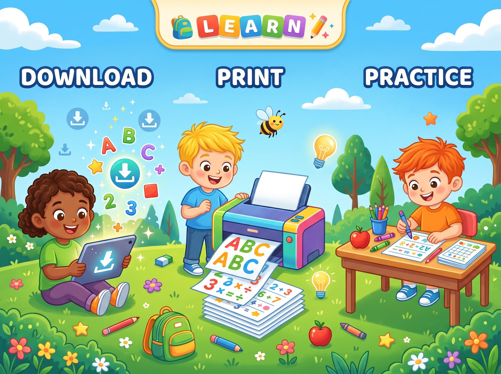 Kids printable worksheet bundle